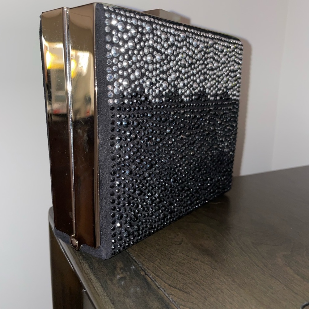 Black and silver Rhinestone clutch bag